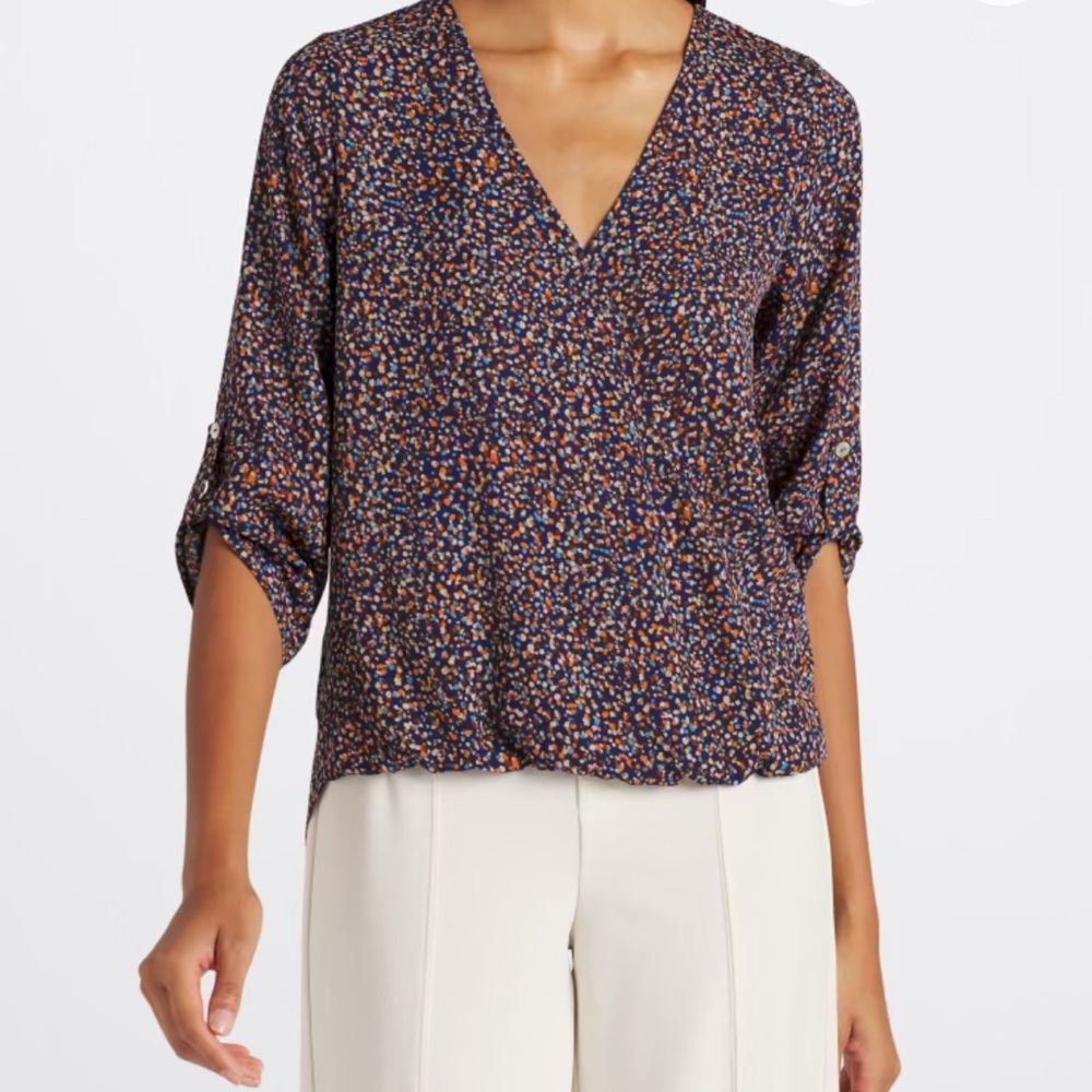 Like New - Beacon Asymmetrical 3/4 Sleeve Blouse in Blue and Purple (size M